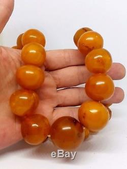 Antique Natural Baltic Sea Amber Butterscotch Marble Baroque Beads Necklace 118g