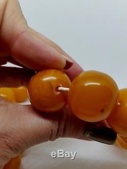 Antique Natural Baltic Sea Amber Butterscotch Marble Baroque Beads Necklace 207g