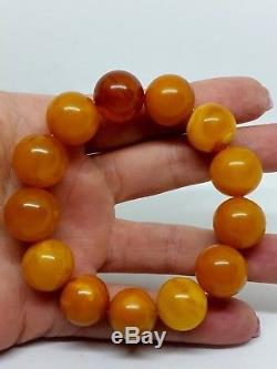 Antique Natural Baltic Sea Amber Butterscotch Marble Beads Bracelet 27.52g