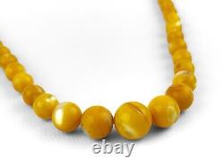 Antique Natural Butterscotch Egg Yolk Baltic Amber Beaded Necklace 49g. 31