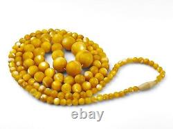 Antique Natural Butterscotch Egg Yolk Baltic Amber Beaded Necklace 49g. 31