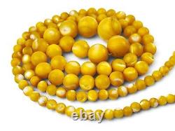 Antique Natural Butterscotch Egg Yolk Baltic Amber Beaded Necklace 49g. 31