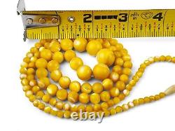 Antique Natural Butterscotch Egg Yolk Baltic Amber Beaded Necklace 49g. 31