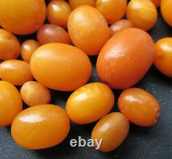 Antique Natural Butterscotch Egg Yolk Baltic Amber Beads 42.3g