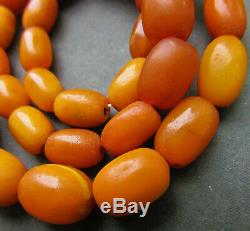 Antique Natural Butterscotch Egg Yolk Baltic Amber Beads Necklace