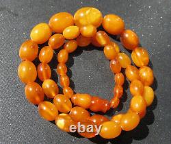 Antique Natural Butterscotch Egg Yolk Baltic Amber Beads Necklace 13.4g