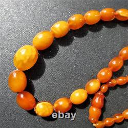 Antique Natural Butterscotch Egg Yolk Baltic Amber Beads Necklace 13.4g