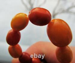 Antique Natural Butterscotch Egg Yolk Baltic Amber Beads Necklace 15.4g