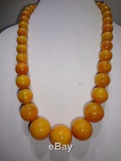 Antique Natural Butterscotch Egg Yolk Baltic Amber Beads Necklace 159 Gr