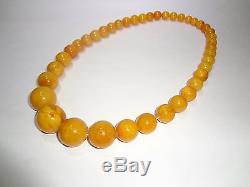 Antique Natural Butterscotch Egg Yolk Baltic Amber Beads Necklace 159 grams