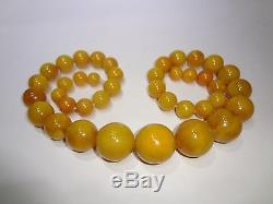 Antique Natural Butterscotch Egg Yolk Baltic Amber Beads Necklace 159 grams