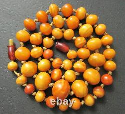 Antique Natural Butterscotch Egg Yolk Baltic Amber Beads Necklace 20.3g