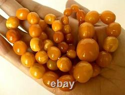 Antique Natural Butterscotch Egg Yolk Baltic Amber Beads Necklace 22 41.5 Grams