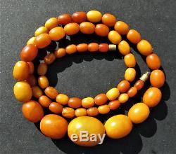 Antique Natural Butterscotch Egg Yolk Baltic Amber Beads Necklace 22.8Gr