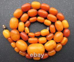 Antique Natural Butterscotch Egg Yolk Baltic Amber Beads Necklace 23.4g