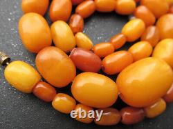 Antique Natural Butterscotch Egg Yolk Baltic Amber Beads Necklace 23.4g