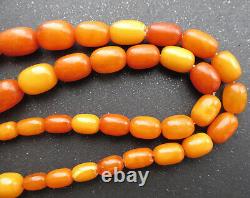 Antique Natural Butterscotch Egg Yolk Baltic Amber Beads Necklace 23.4g