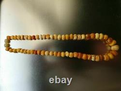 Antique Natural Butterscotch Egg Yolk Baltic Amber Beads Necklace 23.9g