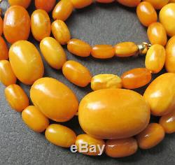Antique Natural Butterscotch Egg Yolk Baltic Amber Beads Necklace 29.1g