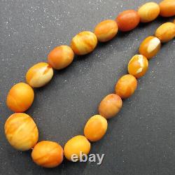 Antique Natural Butterscotch Egg Yolk Baltic Amber Beads Necklace 31g