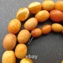 Antique Natural Butterscotch Egg Yolk Baltic Amber Beads Necklace 31g