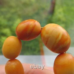 Antique Natural Butterscotch Egg Yolk Baltic Amber Beads Necklace 31g