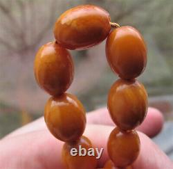Antique Natural Butterscotch Egg Yolk Baltic Amber Beads Necklace 33.5g