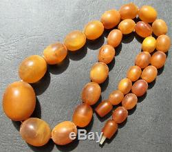 Antique Natural Butterscotch Egg Yolk Baltic Amber Beads Necklace 39g