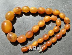 Antique Natural Butterscotch Egg Yolk Baltic Amber Beads Necklace 39g