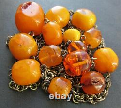 Antique Natural Butterscotch Egg Yolk Baltic Amber Beads Necklace 46g