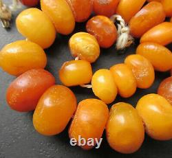 Antique Natural Butterscotch Egg Yolk Baltic Amber Beads Necklace 50g