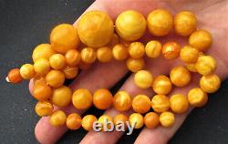 Antique Natural Butterscotch Egg Yolk Baltic Amber Beads Necklace 54.2g