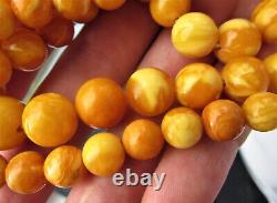 Antique Natural Butterscotch Egg Yolk Baltic Amber Beads Necklace 54.2g