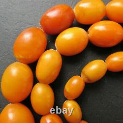 Antique Natural Butterscotch Egg Yolk Baltic Amber Beads Necklace 55.7g