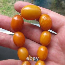 Antique Natural Butterscotch Egg Yolk Baltic Amber Beads Necklace 55.7g