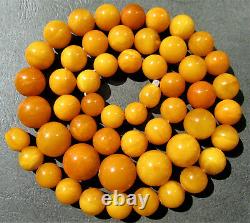 Antique Natural Butterscotch Egg Yolk Baltic Amber Beads Necklace 56g
