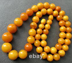 Antique Natural Butterscotch Egg Yolk Baltic Amber Beads Necklace 56g