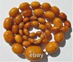 Antique Natural Butterscotch Egg Yolk Baltic Amber Beads Necklace 63.4g