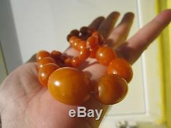 Antique Natural Butterscotch Egg Yolk Baltic Amber Beads Necklace 63GR