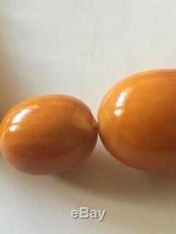 Antique Natural Butterscotch Egg Yolk Baltic Amber Beads Necklace 68Grams