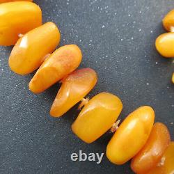 Antique Natural Butterscotch Egg Yolk Baltic Amber Beads Necklace 75g