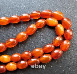 Antique Natural Butterscotch Egg Yolk Baltic Amber Beads Necklace 9.1g