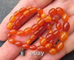 Antique Natural Butterscotch Egg Yolk Baltic Amber Beads Necklace 9.1g