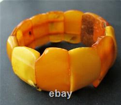 Antique Natural Butterscotch Egg Yolk Baltic Amber Bracelet 30.6g