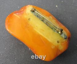 Antique Natural Butterscotch Egg Yolk Baltic Amber Brooch 22.2g