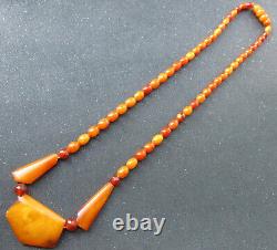 Antique Natural Butterscotch Egg Yolk Baltic Amber Necklace 9.1g