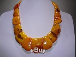 Antique Natural Butterscotch Egg Yolk Baltic Amber Stone Necklace 153.8 grams