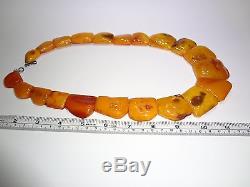 Antique Natural Butterscotch Egg Yolk Baltic Amber Stone Necklace 153.8 grams
