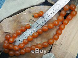 Antique Natural Butterscotch Yolk Baltic Amber Bead Rosary 1900 Large 146 gr WOW