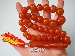 Antique Natural Butterscotch Yolk Baltic Amber Bead Rosary 1930 Large 107 gr WOW